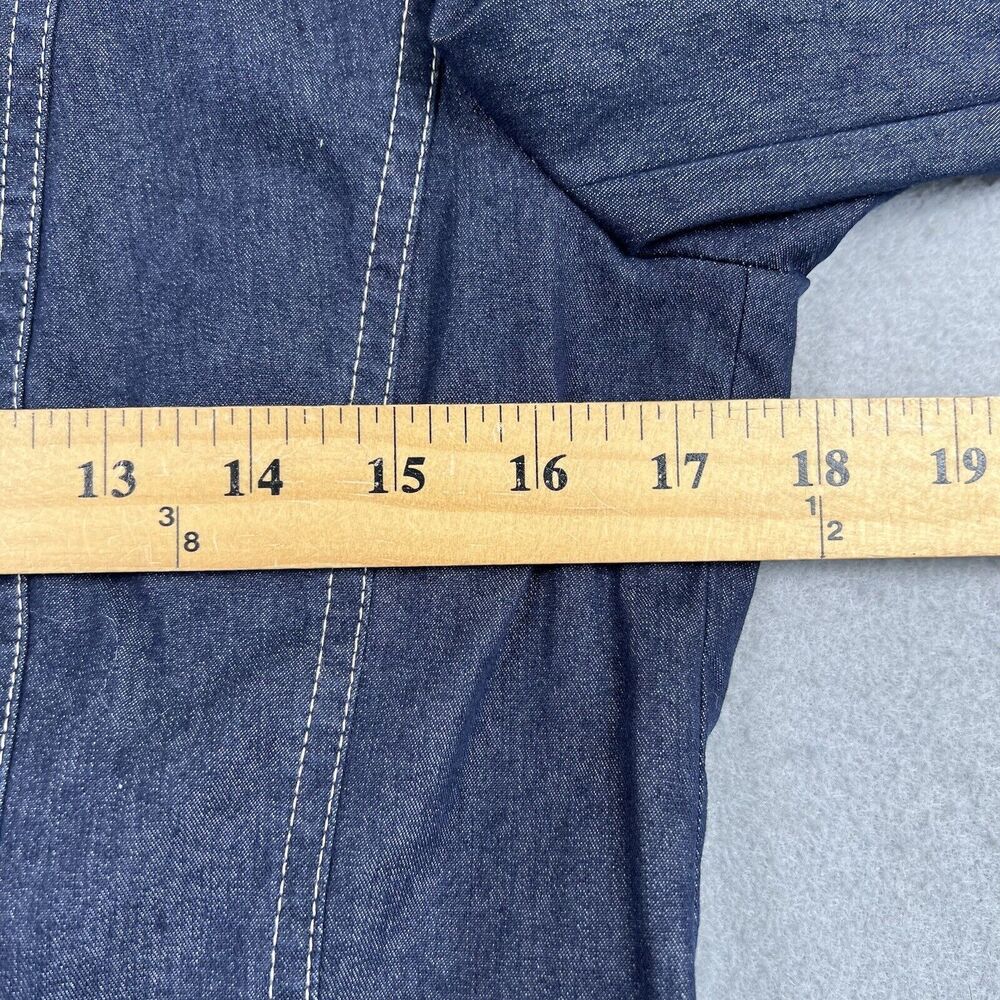 Basler Jeans Jacket Women’s 36 Blue Denim Button Front Long Sleeve Collared Coat - Picture 12 of 16